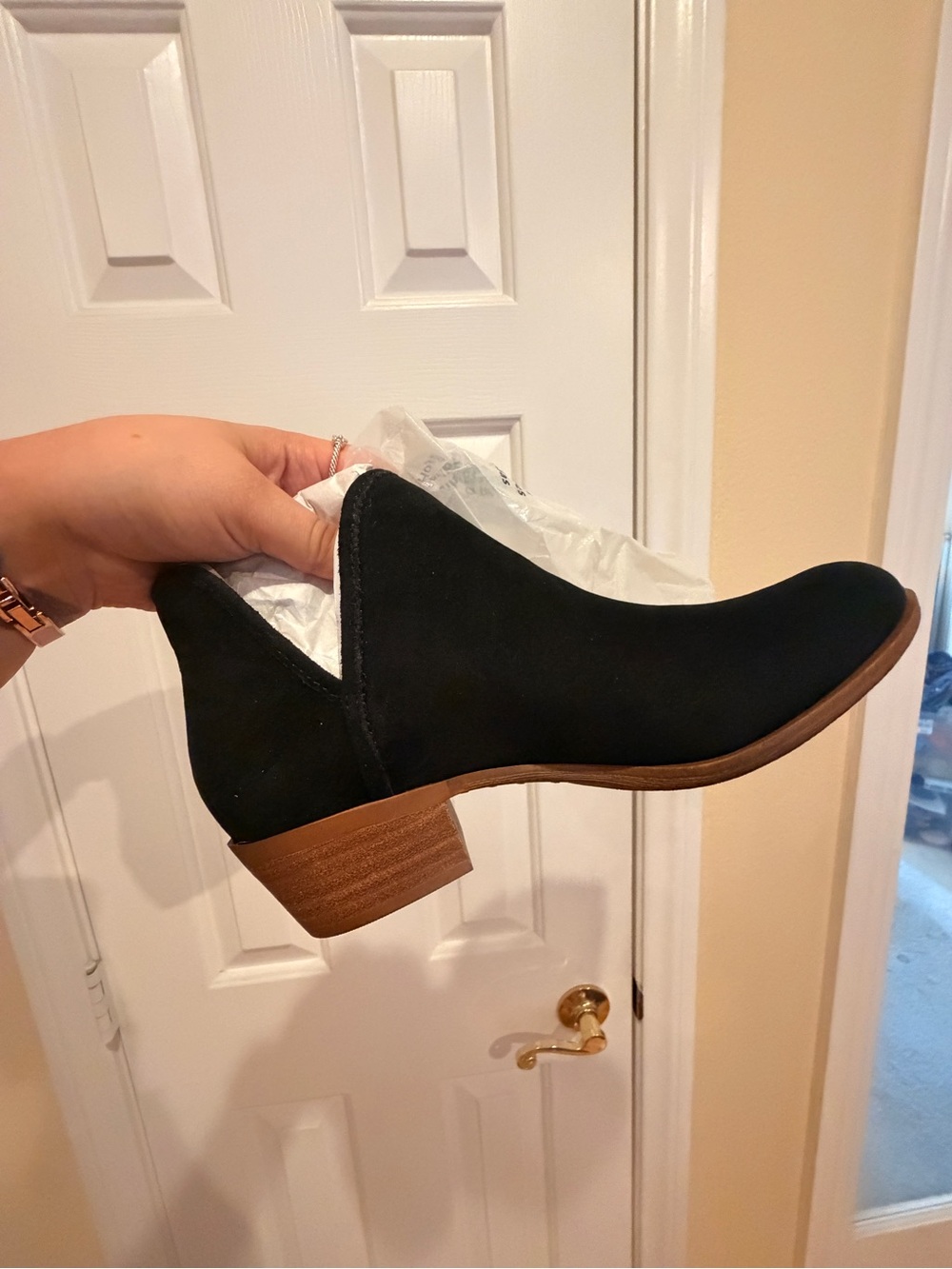 Lucky Brand Women’s Black Suede Low Heel Ankle Boot